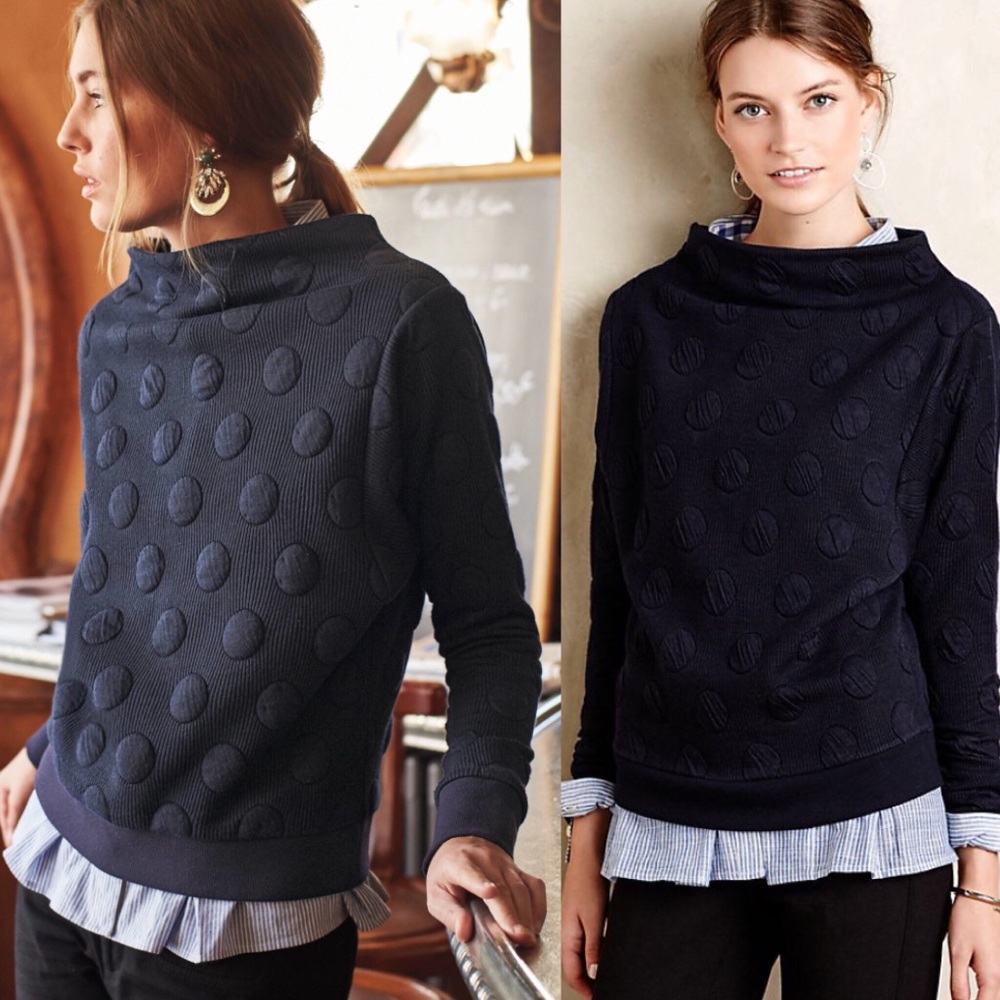 Anthropologie Dotted Funnelneck Pullover